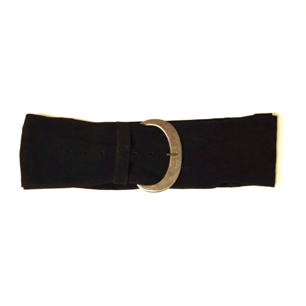 Free People Black Noir Wide Leather Belt Size M/L